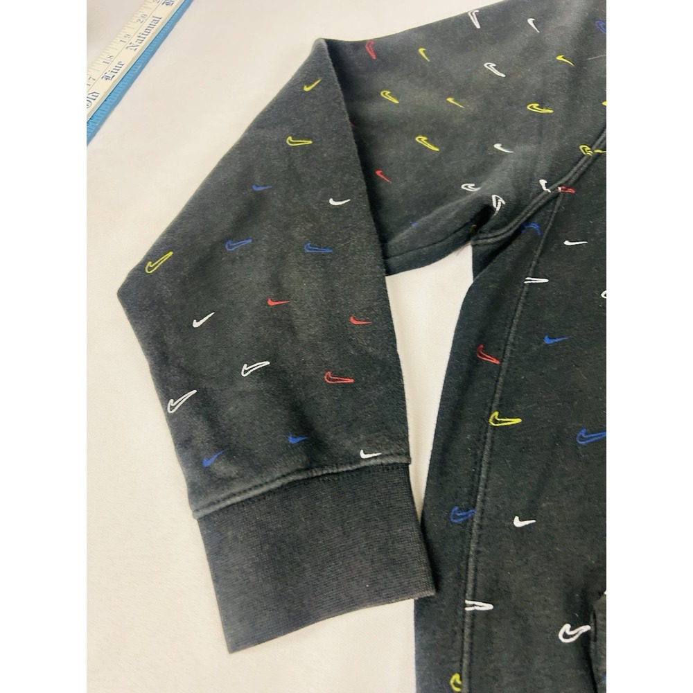 Nike Sportswear Club Fleece Allover Printed Swoosh Hoodie Mens Medium Black - Picture 8 of 16